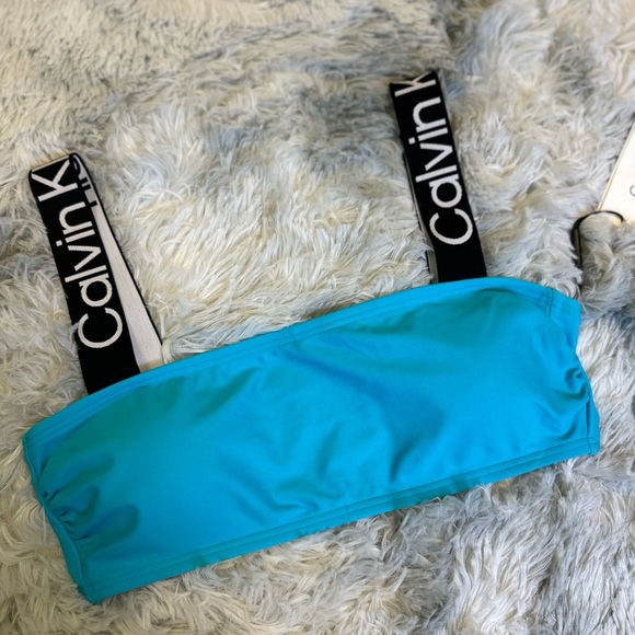Calvin Klein TROPICAL WATERS Logo-Straps Bikini Swim Top, - Picture 8 of 8